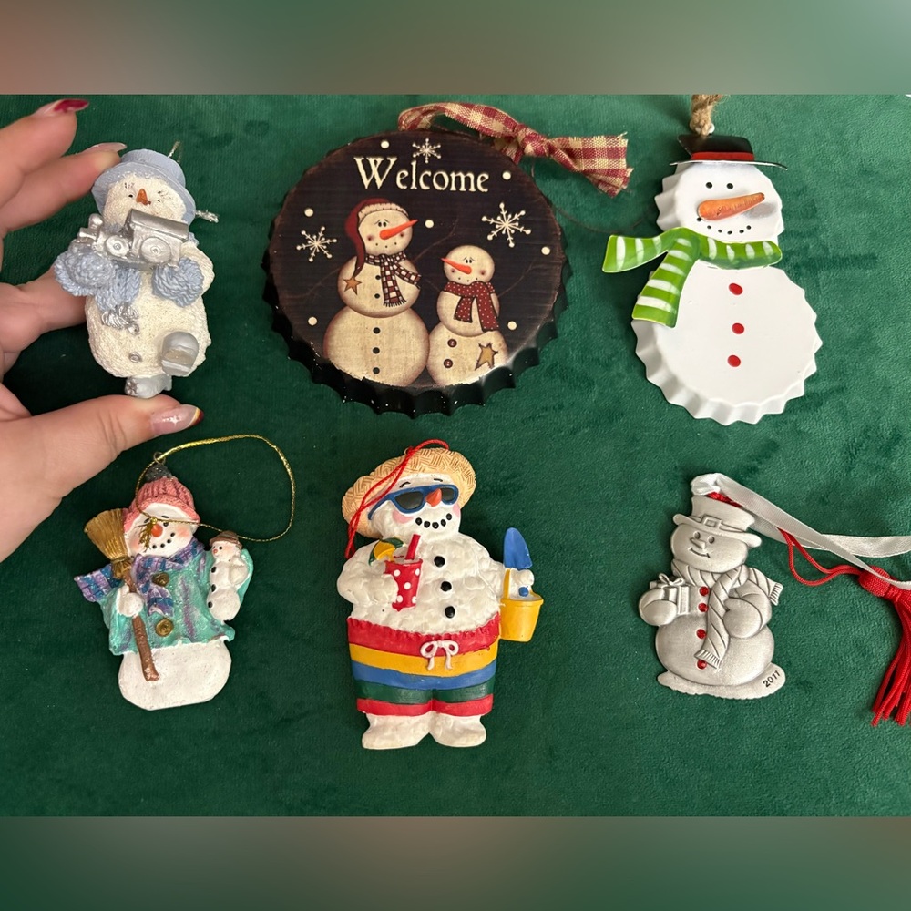 Variety Bundle of Snowmen Christmas Ornaments Lot of 6